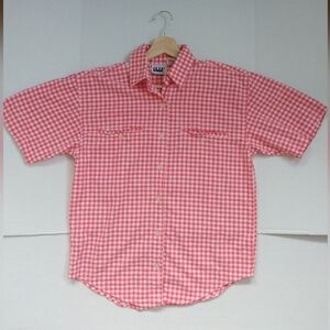 Vintage 80's ILIO Cotton Red and White Checkered Short Sleeve Button Down Shirt